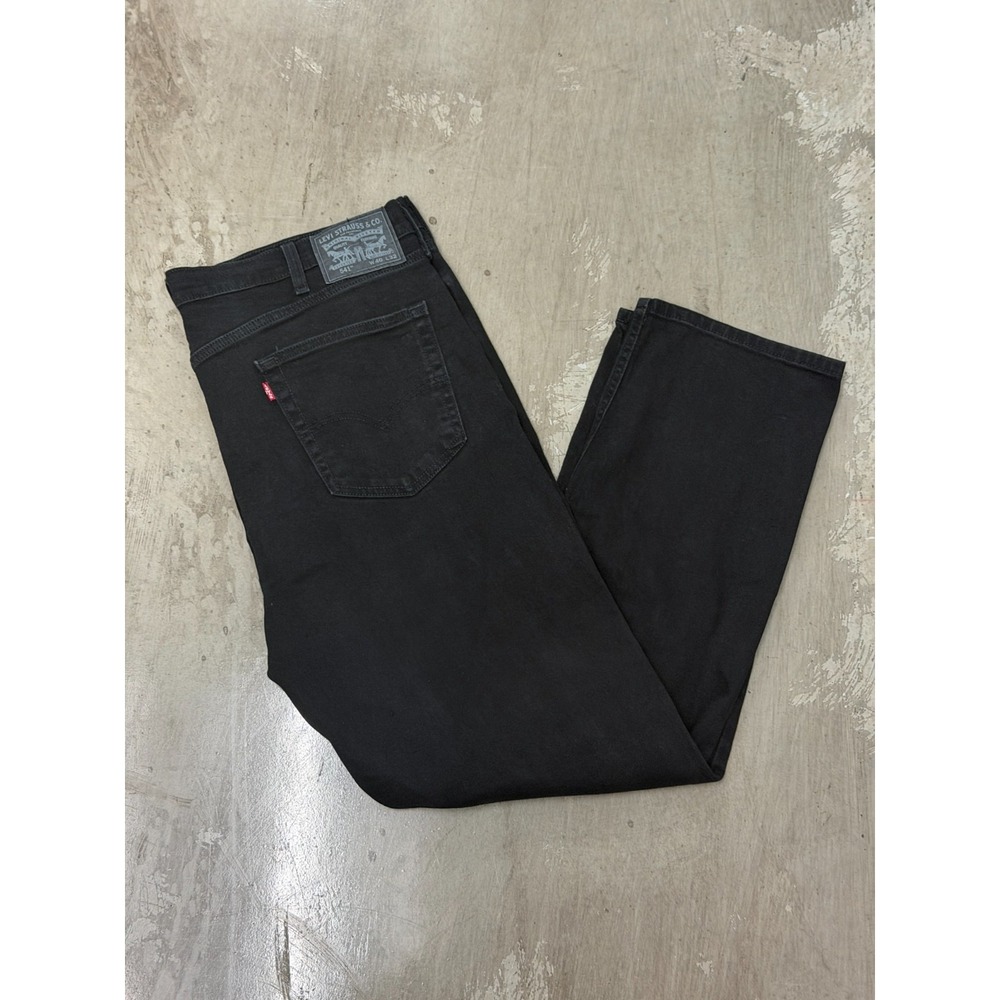Levi's 541 Athletic Fit Jeans Mens W40 L32 Black Straight Leg Denim 0094